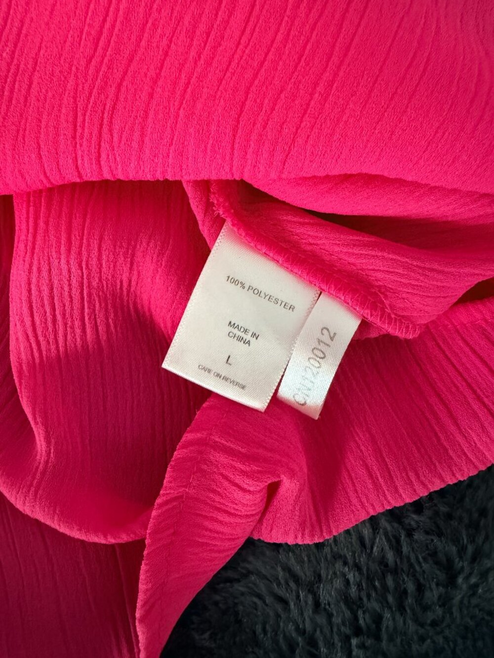 Hot Pink Peplum Blouse Womens L Sheer Long Sleeve Button Top Barbiecore Workwear - Picture 9 of 12